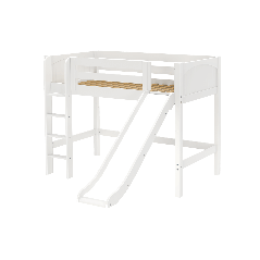 Solid Hardwood Loft Bed w Vertical Ladder and Slide - Modular Design - Panel - 61" H - Twin - White