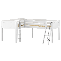 Solid Hardwood Corner Loft Bed w Ladders 