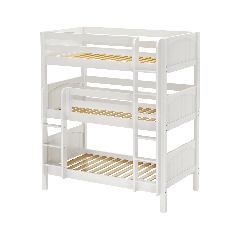 Solid Hardwood Triple Bunk Bed w Vertical Ladder - Modular Design - Panel - 92" H - Twin over Twin - White