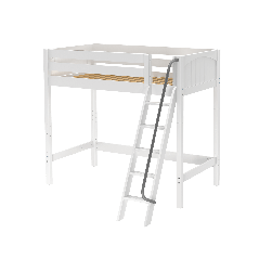 Solid Hardwood Loft Bed w Angle Ladder - Modular Design - Panel - 71" H - Twin - White