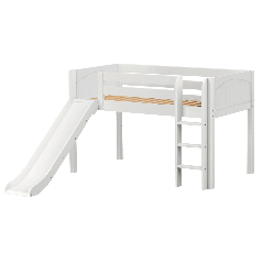 Solid Hardwood Loft Bed w Vertical Ladder and Slide - Modular Design - Panel - 51" H - Twin - White