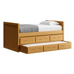 Solid Wood Captain Bed. Panel Design, w 3 Drawer unit n Trundle drawer, 3939