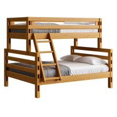 Solid Wood Bunk Bed - Ladder Design - w Offset Top n Ladder - Single XL over Queen. Crate Design Furniture by Bunk Beds Canada