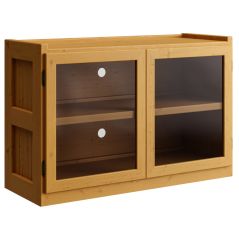Solid Wood Bookcase n TV stand w Glass Doors - Cottage Collection - Natural