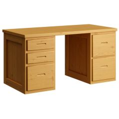 Solid Wood Desk - 3 Drawers Left Side and 2 Drawers Right Side - Cottage Collection - 58" - Natural