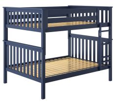 Solid Wood Bunk Bed w Vertical Ladder, All In One Design, Full over Full size, Blue