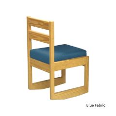 Solid Wood 3 Position Chair - Wood Back & Foundation Fabric - Cottage Collection - Blue - Natural