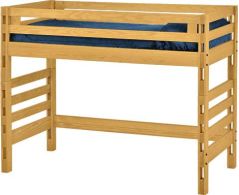 Solid Wood Loft Bed - Ladder Design - Twin - 65" H - Natural