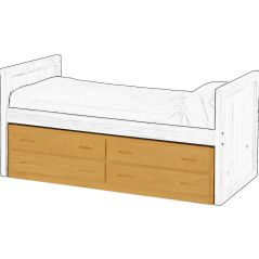 Solid Wood Under Bed Storage - Cottage Collection - 4 Drawers - Natural