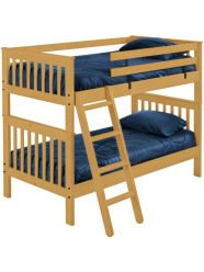 Solid Wood Bunk Bed - Mission Design - Twin over Twin - 65" H - Natural