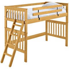 Solid Wood Loft Bed - Mission Design - Twin - 65" H - Natural