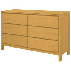 Solid Wood Dresser - WildRoots Collection - w Glass Top - 6 Drawers - Natural