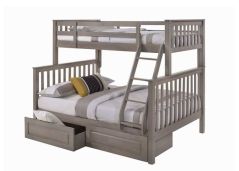 Nootka Bunk Bed with Angled Ladder, 2 Mattresses, 2 Drawers and Bedside Tray - Twin over Full