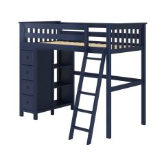 Solid Wood Loft Bed Storage, All in One Design, Twin size, Blue