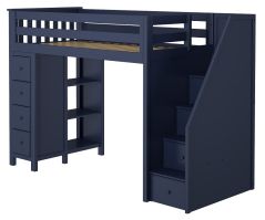 Loft Bed Storage w Staircase, All in One Design, Twin size, Blue