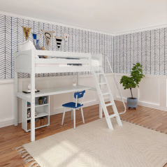 Solid Hardwood Storage Loft Bed, Modular Design, id. KNOCKOUT8-P-W. By Bunk Beds Canada, selling solid wood beds since 2003.