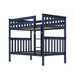 Solid Wood Bunk Bed w Vertical Ladder - One Box Design - Twin over Twin - Blue