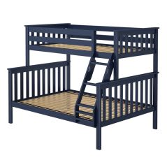 Solid Wood Bunk Bed w Angle Ladder - One Box Design - Twin over Full - Blue
