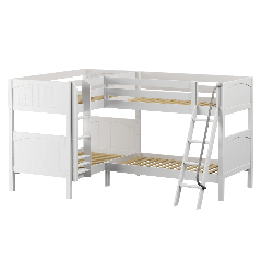 Solid Hardwood Corner Bunk Bed w Ladders - Modular Design