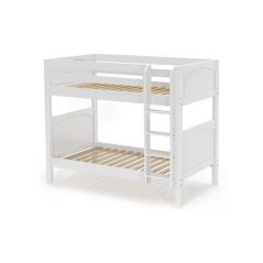 Solid Hardwood Bunk Bed w Vertical Ladder - Modular Design - Panel - 66" H - Twin over Twin - White