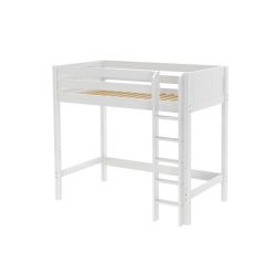 Solid Hardwood Loft Bed w Vertical Ladder - Modular Design - Panel - 71" H - Twin - White