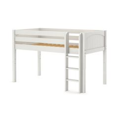 Solid Hardwood Loft Bed w Vertical Ladder - Modular Design - Panel - 51" H - Twin - White