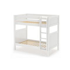 Solid Hardwood Bunk Bed w Vertical Ladder - Modular Design - Panel - 71" H - Twin over Twin - White