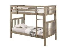 Nootka Bunk Bed, Twin over Twin in Grey Finish with Angle Ladder, 69" Height, Made of Hardwood