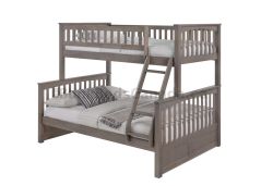 Solid Wood Duncan Bunk Bed Twin over Full in Grey Finish, plus Drawers, Bedside Tray, Two Mattresses. by Bunk Beds Canada, since 2003.