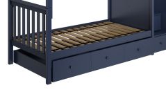 Solid Wood Trundle Storage Bed,  All in One Design, Blue