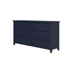 Solid Wood 6 Drawers Dresser, All In One Design, Blue