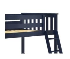 Solid Wood Loft Bed w Angle Ladder id WindsorL in Blue Finish. All in One Design, by Bunk Beds Canada, selling solid wood beds since 2003.